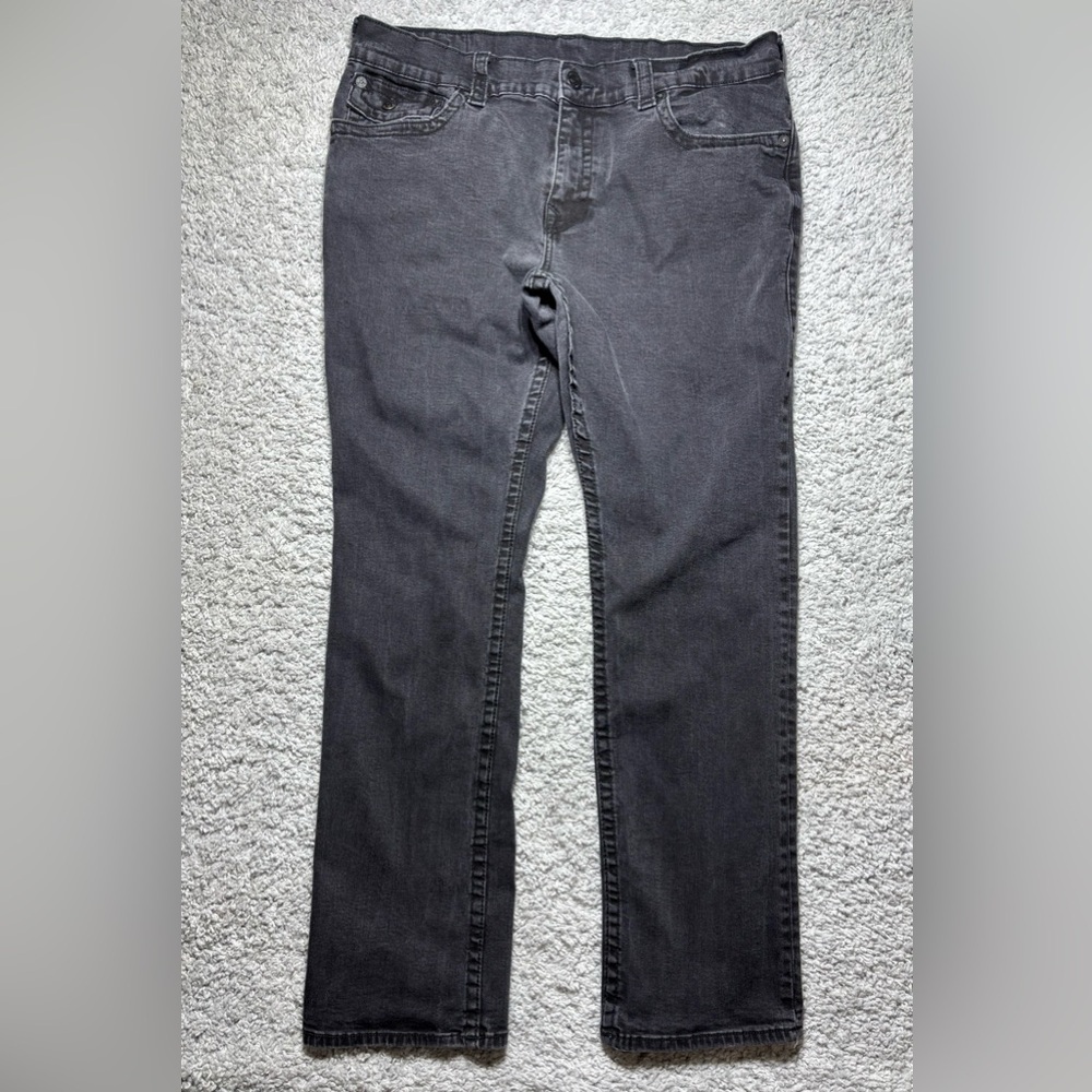 True Religion Jeans Mens 38 Ricky Relaxed Straight Flap Pockets Denim Streetwear